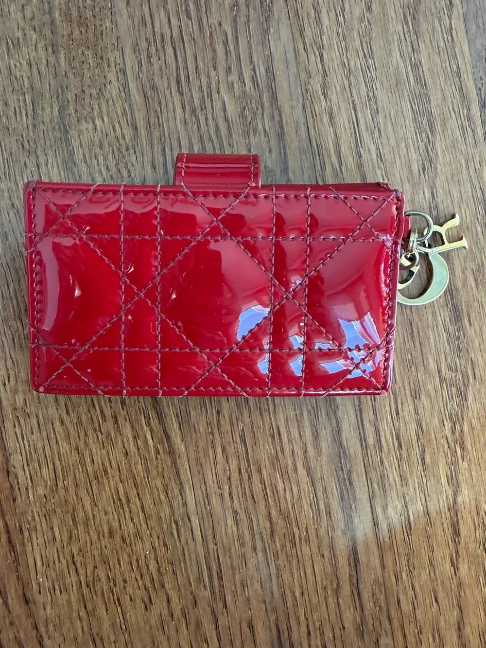 Dior Red Patent Leather Card Holder Wallet